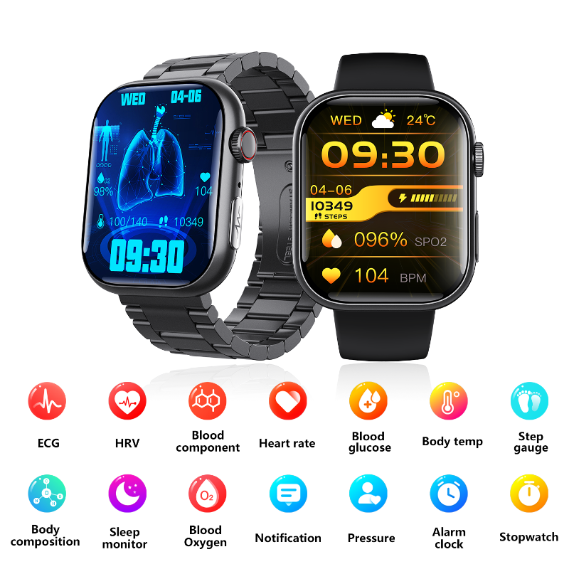 Best ECG Smart Watch of 2025 With Blood Pressure Monitor+Blood Glucose Monitoring-0